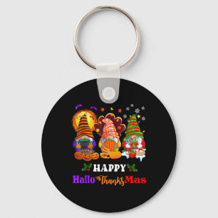 Happy Hallothanksmas Three Gnomes Halloween Merry Key Ring