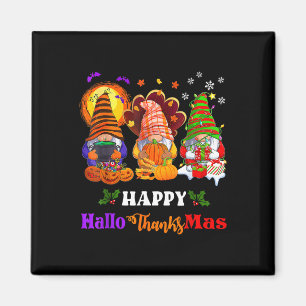 Happy Hallothanksmas Three Gnomes Halloween Merry Magnet