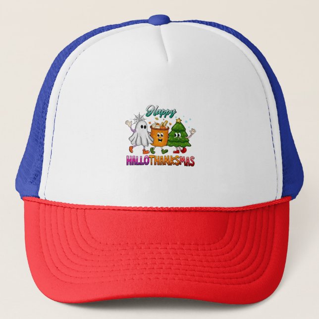 Happy Hallothanksmas Trucker Hat (Front)