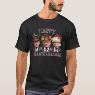 Happy HalloThanksMas Trump Santa Claus Hat Funny T T-Shirt