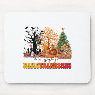 Happy Hallothanksmas Turkey Thanksgiving Halloween Mouse Pad