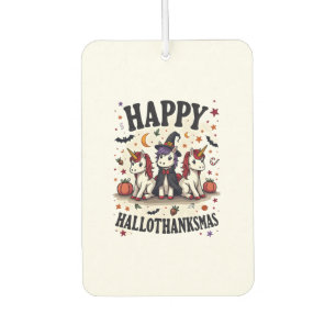 Happy Hallothanksmas Unicorn Vintage Holiday Mashu Car Air Freshener