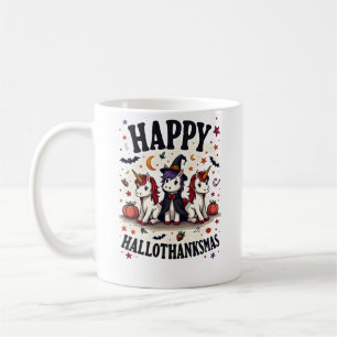 Happy Hallothanksmas Unicorn Vintage Holiday Mashu Coffee Mug