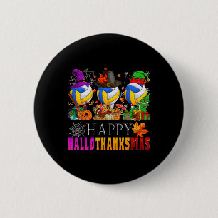 Happy Hallothanksmas Volleyball Halloween Thanksgi 6 Cm Round Badge
