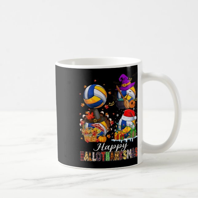 Happy Hallothanksmas Volleyball Halloween Thanksgi Coffee Mug (Right)