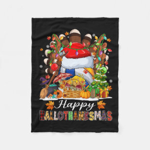 Happy Hallothanksmas Volleyball Halloween Thanksgi Fleece Blanket