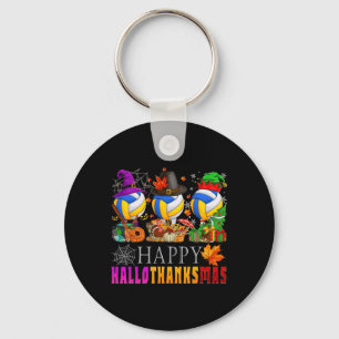 Happy Hallothanksmas Volleyball Halloween Thanksgi Key Ring