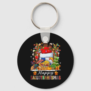 Happy Hallothanksmas Volleyball Halloween Thanksgi Key Ring