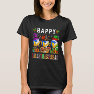 Happy Hallothanksmas Volleyball Halloween Thanksgi T-Shirt