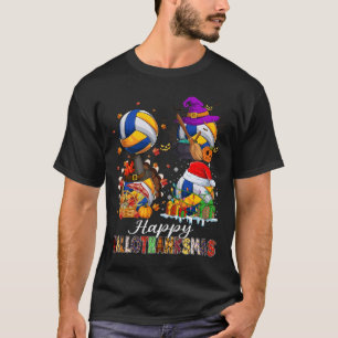 Happy Hallothanksmas Volleyball Halloween Thanksgi T-Shirt