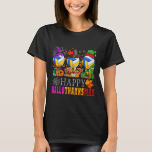 Happy Hallothanksmas Volleyball Halloween Thanksgi T-Shirt