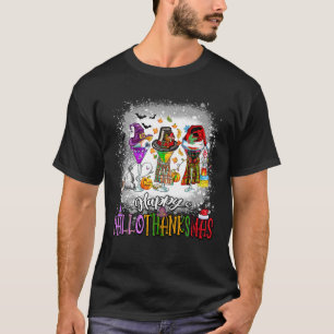 Happy Hallothanksmas Wine Glass Halloween thanksgi T-Shirt