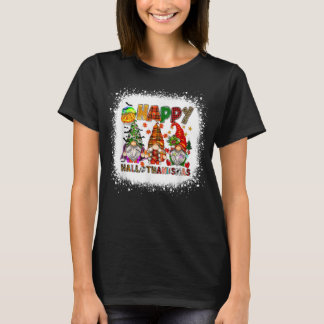 Happy Hallothanksmas Wine Glasses Witch Santa Hat  T-Shirt
