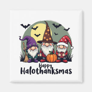 Happy Hallothanksmas Xmas Halloween Gnomes  Magnet