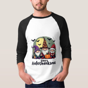 Happy Hallothanksmas Xmas Halloween Gnomes  T-Shirt