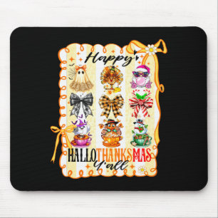 Happy Hallothanksmas Y’all Coquette Bow Halloween  Mouse Pad