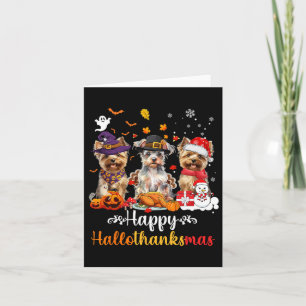 Happy Hallothanksmas Yorkshire Dog Halloween Chris Card