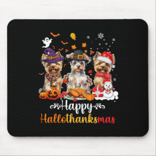 Happy Hallothanksmas Yorkshire Dog Halloween Chris Mouse Pad