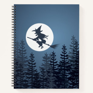 Happy hallowed party. witch, full moon. notebook