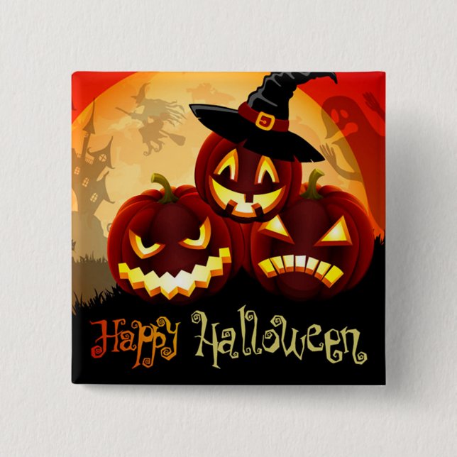 Happy Halloween 15 Cm Square Badge (Front)