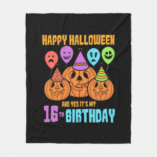 Happy Halloween 16th Birthday Fleece Blanket