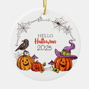Happy Halloween 2025 Ceramic Ornament