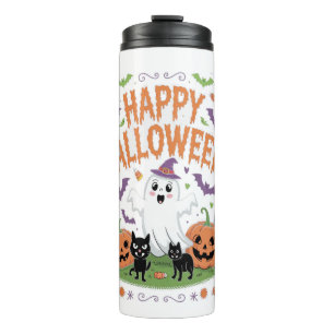 Happy Halloween 2025 Ghost Scary Pumpkin Thermal Tumbler