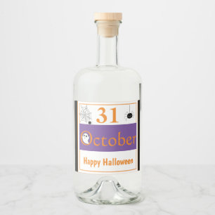 Happy Halloween 31 October Spider Halloween Party Liquor Bottle Label