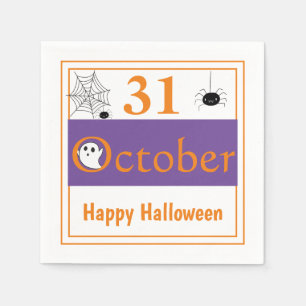 Happy Halloween 31 October Spider Halloween Party  Napkin