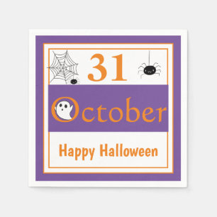Happy Halloween 31 October Spider Halloween Party Napkin