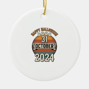 Happy Halloween 31 October Vintage Ghost Design_1 Ceramic Ornament