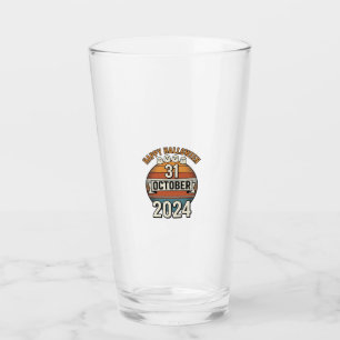 Happy Halloween 31 October Vintage Ghost Design_1 Glass