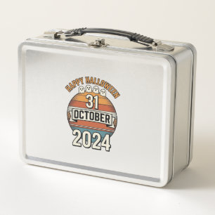 Happy Halloween 31 October Vintage Ghost Design_1 Metal Lunch Box