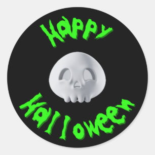 Happy Halloween 3D Skull Classic Round Sticker