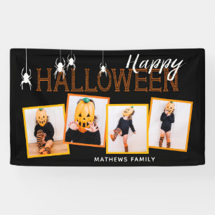 Happy Halloween 4 Photo Spiders Orange   Banner