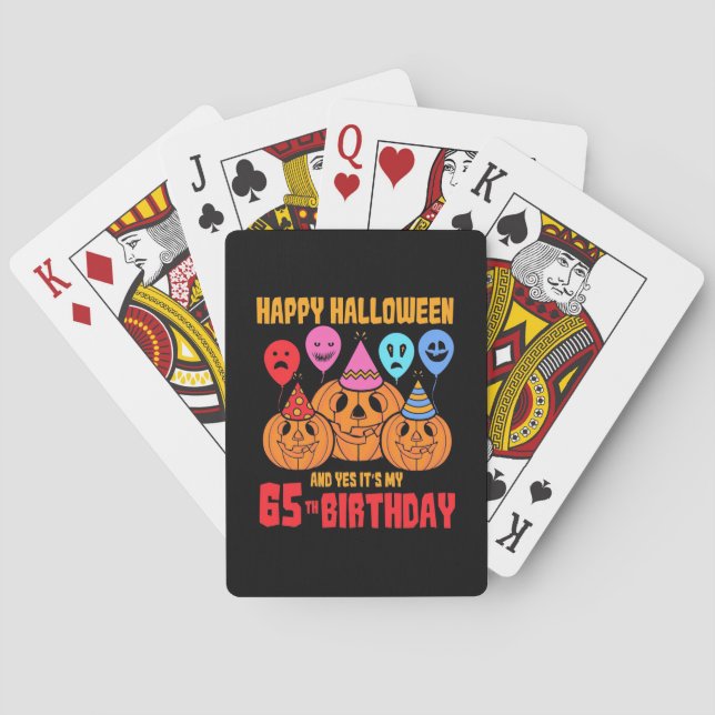 Happy Halloween 65th Birthday Playing Cards (Back)
