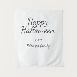 Happy Halloween add family name calligraphy modern Tapestry