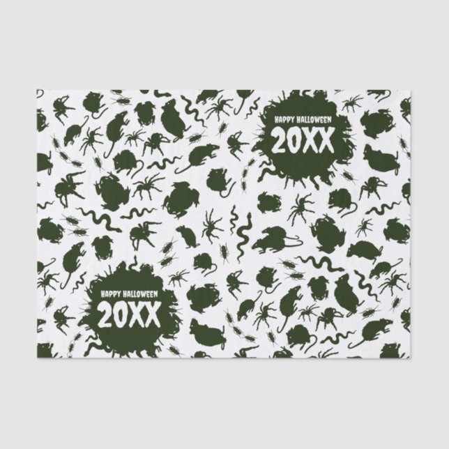 Happy Halloween Add The Year Black Creepy Crawlies Tissue Paper (Front)