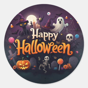 Happy Halloween All Elements  Classic Round Sticker