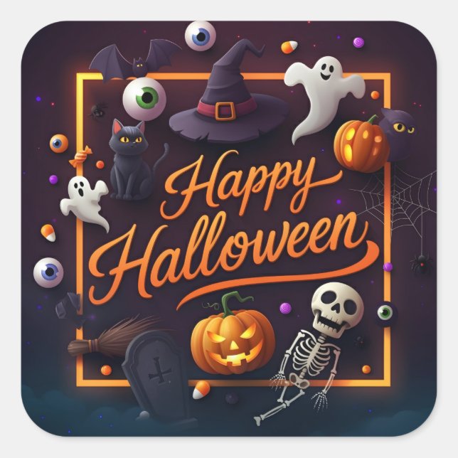 Happy Halloween All Elements  Square Sticker (Front)