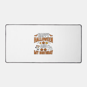 Happy Halloween And My Birthday Vintage Design_1 Desk Mat