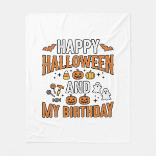 Happy Halloween And My Birthday Vintage Design_1 Fleece Blanket