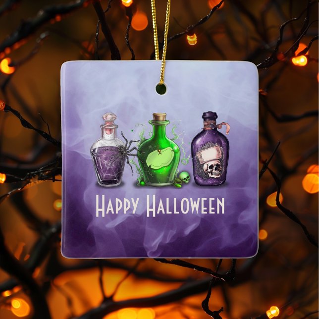 Happy Halloween Apothecary Jar Ceramic Ornament (Creator Uploaded)