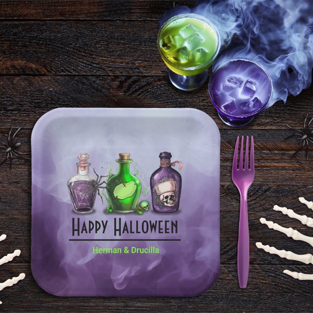 Happy Halloween Apothecary Jar Paper Plate (Creator Uploaded)