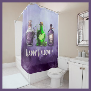 Happy Halloween Apothecary Jar Shower Curtain