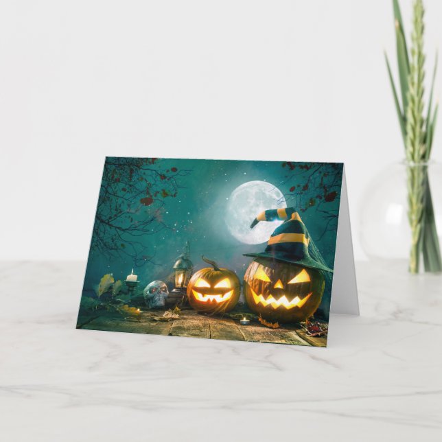 Happy Halloween Art Funny Jack O Lantern Halloween Card (Front)