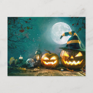 Happy Halloween Art Funny Jack O Lantern Halloween Postcard