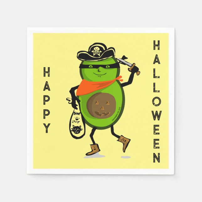 Happy Halloween Avocado Pirate Napkin (Front)