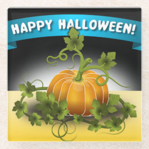 'HAPPY HALLOWEEN" BANNER GLASS COASTER