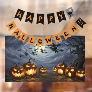 Happy Halloween Banner, Witches, Pumkins
